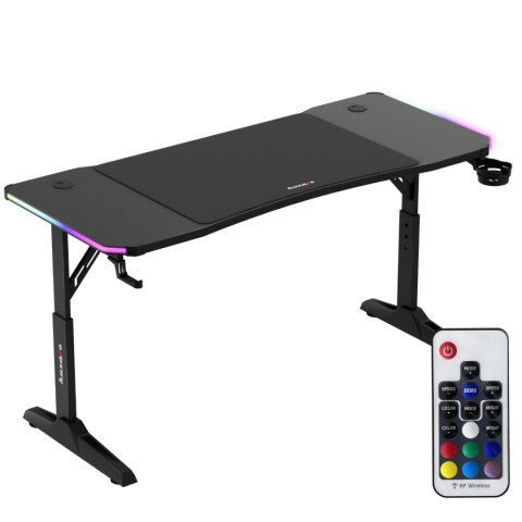Biurko gamingowe dla graczy LED RGB HERO 3.6 regulacja wysokości 140x60cm - czarny