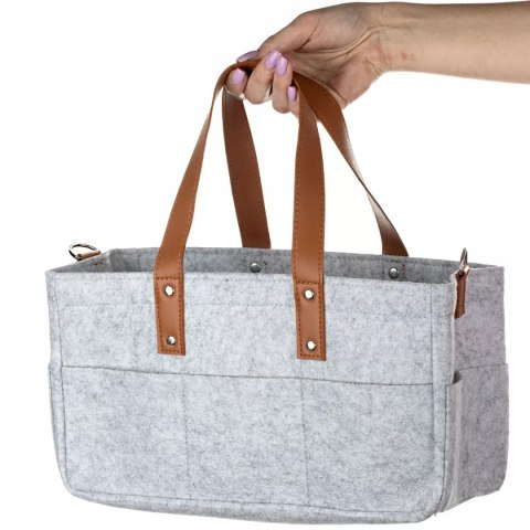 Duży Filcowy Organizer Szary XXL Dla Mamy i Maluszka Na Pieluszki i Akcesoria