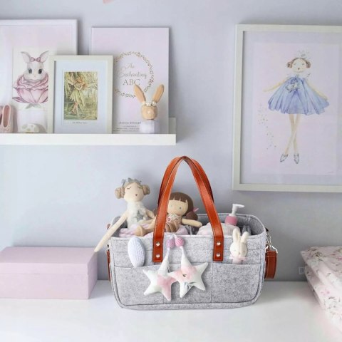 Duży Filcowy Organizer Szary XXL Dla Mamy i Maluszka Na Pieluszki i Akcesoria