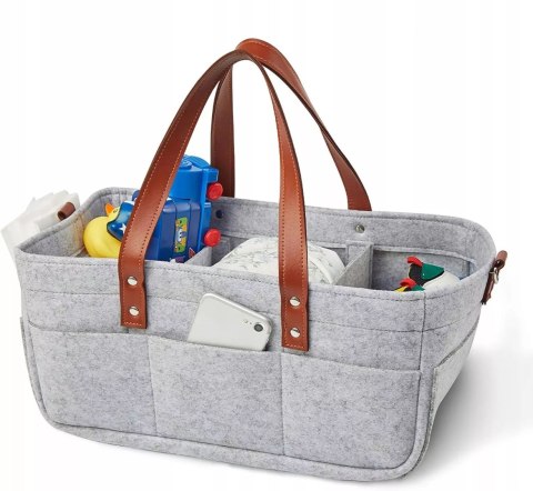 Duży Filcowy Organizer Szary XXL Dla Mamy i Maluszka Na Pieluszki i Akcesoria