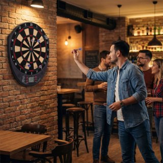 Elektroniczna tarcza do darta gry w rzutki lotki tablica LCD 41 cm 26 gier zestaw 6 rzutek