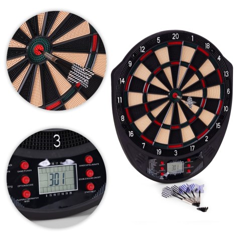 Elektroniczna tarcza do darta gry w rzutki lotki tablica LCD 41 cm 26 gier zestaw 6 rzutek