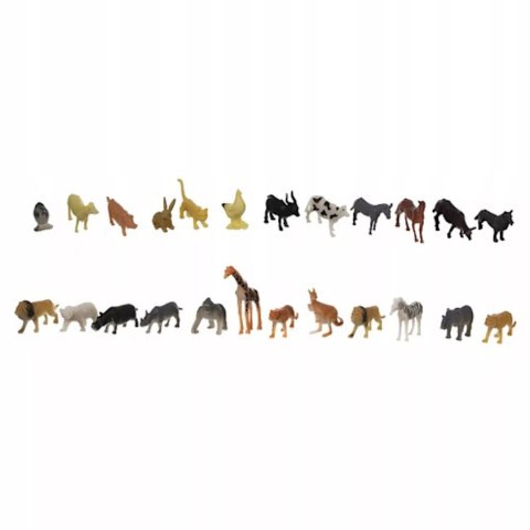 Zestaw figurek zwierząt 48 szt. farma zwierzęta dzikie safari w kuferku