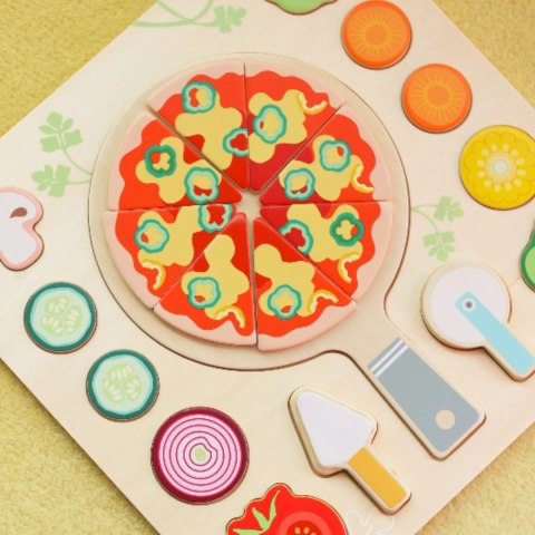 CLASSIC WORLD Drewniana Pizza do Krojenia Układanka Warzywa 22 el.