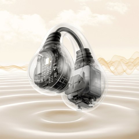 Słuchawki bezprzewodowe douszne otwarte Bass 15 Clip OWS z kablem USB-C - białe