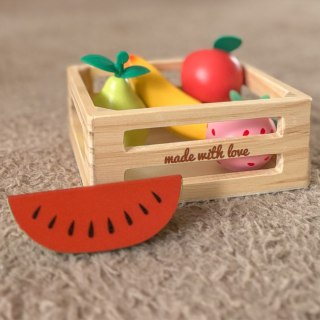 CLASSIC WORLD Zestaw Drewnianych Owoców w Koszyku 6 el.