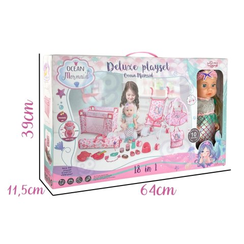 WOOPIE ROYAL Lalka Bobas 36 cm Syrenka Interaktywna Zestaw XXL Opiekunka 18w1