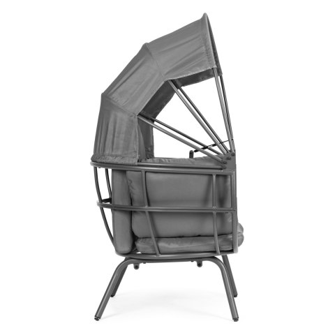 FOTEL OGRODOWY KOKON ZE SKŁADANYM DASZKIEM SZARY MODERNHOME