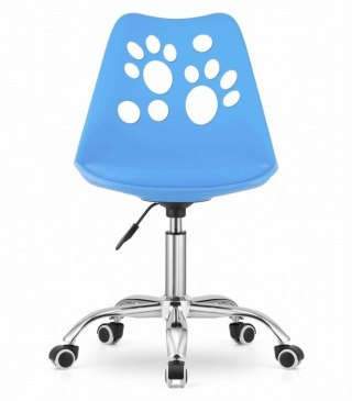 KRZESŁO PRINT NIEBIESKIE EKOSKÓRA OBROTOWE CHROMOWANA PODSTAWA