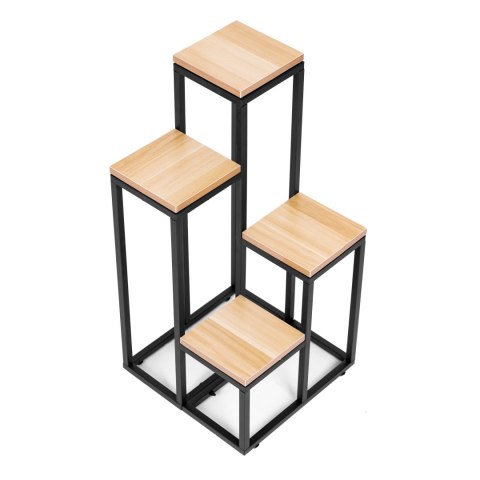 KWIETNIK REGAŁ NA KWIATY OZDOBY 4 PÓŁKI METAL MDF JASNY ORZECH MODERNHOME