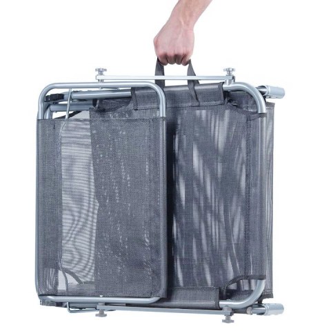 LEŻAK LEŻANKA FOTEL OGRODOWY Z DASZKIEM REGULOWANY SZARY MULTIGARDEN