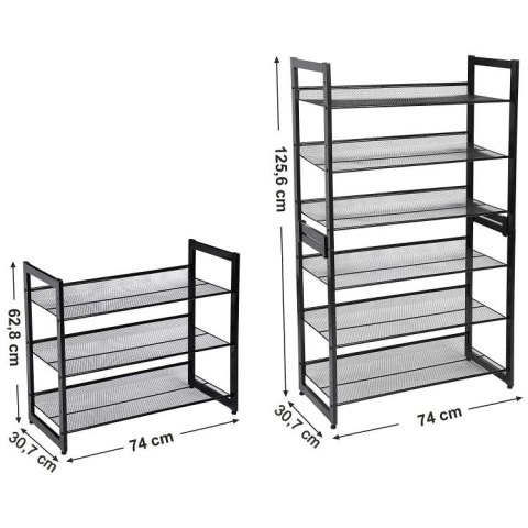 REGAŁ NA BUTY METALOWY CZARNY 3 POZIOMY