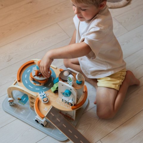 TOOKY TOY Drewniany Kosmiczny Parking Stacja Kosmiczna