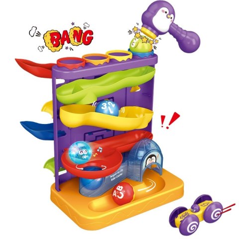 WOOPIE BABY Tor Kulkowy Kulodrom 3w1 Wbijak z Młoteczkiem Zjeżdżalnia dla Samochodzików