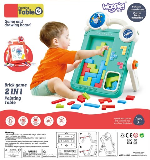 WOOPIE Dwustronna Tablica do Rysowania Gra Tetris 2w1 Pomarańczowa