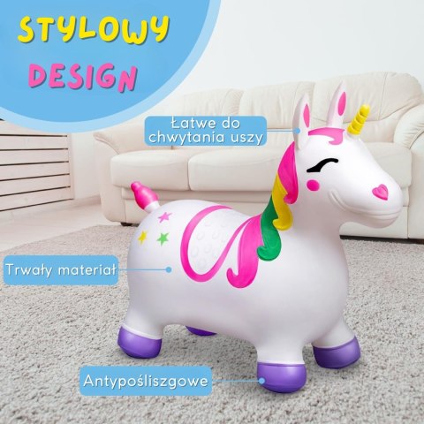 WOOPIE Skoczek Gumowy do Skakania Jednorożec Biały+ Pompka