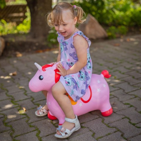 WOOPIE Skoczek Gumowy do Skakania Jednorożec Różowy + Pompka