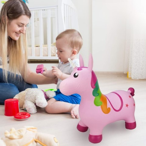 WOOPIE Skoczek Gumowy do Skakania Jednorożec Różowy + Pompka