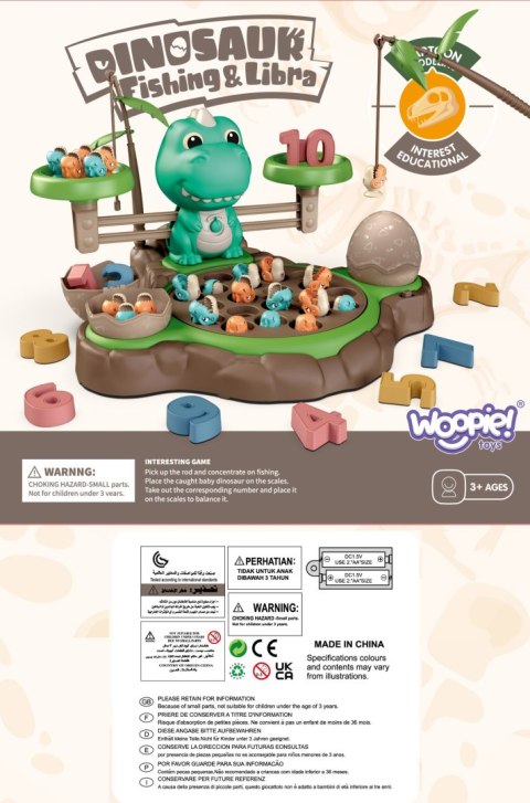 WOOPIE Waga Szalkowa Gra Łowienie Małych Prehistorycznych Dinozaurów Nauka Liczydło