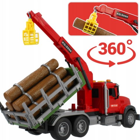 WOOPIE Ciężarówka z Ruchomym Dźwigiem do Drewna Dźwięk Światła 1:14