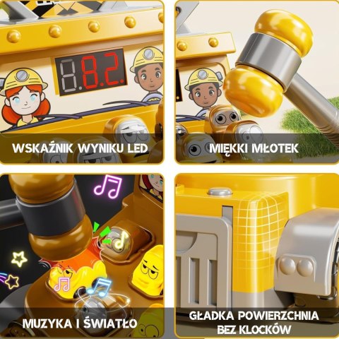 WOOPIE Gra Zręcznościowa Uderz Młotkiem Wbijak Plac Budowy z Akcesoriami
