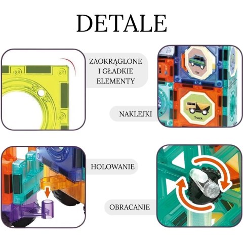 WOOPIE Klocki Magnetyczne 3D Zestaw Zamek Pojazdy 71el.