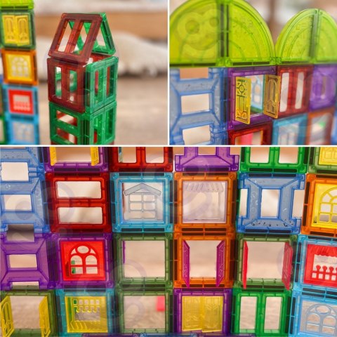 WOOPIE Klocki Magnetyczne Konstrukcyjne 3D Zestaw Edukacyjny Zamek 100el.