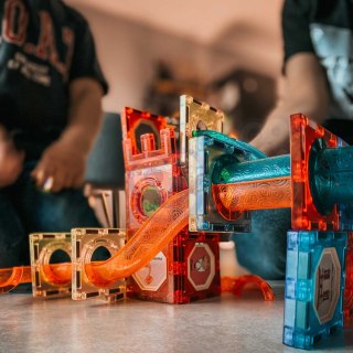 WOOPIE Klocki Magnetyczne Tor Kulkowy Świetlny Kulodrom 49 el.