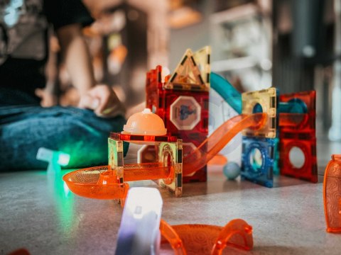 WOOPIE Klocki Magnetyczne Tor Kulkowy Świetlny Kulodrom 49 el.