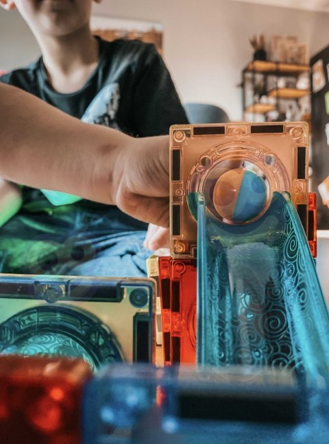 WOOPIE Klocki Magnetyczne Tor Kulkowy Świetlny Kulodrom 49 el.