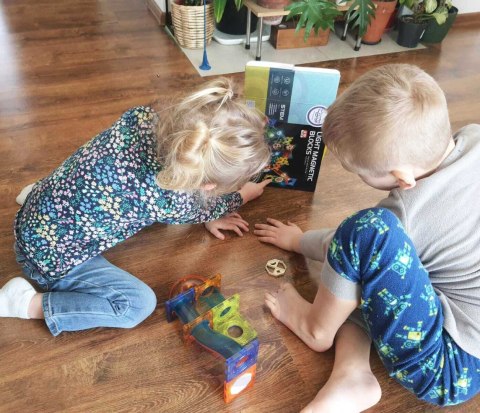 WOOPIE Klocki Magnetyczne Tor Kulkowy Świetlny Kulodrom 49 el.