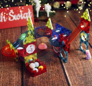 WOOPIE Klocki Magnetyczne Tor Kulkowy Świetlny Kulodrom 75 el.