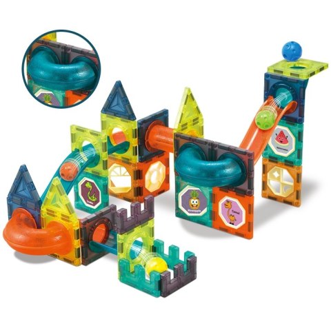 WOOPIE Klocki Magnetyczne Tor Kulkowy Świetlny Kulodrom 75 el.