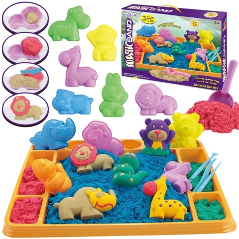 WOOPIE Piasek Kinetyczny 1,2 kg Zestaw XL ZOO Stolik z Foremkami