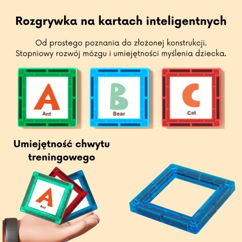 WOOPIE Przestrzenne Klocki Magnetyczne Nauka Liter 70 Elementów