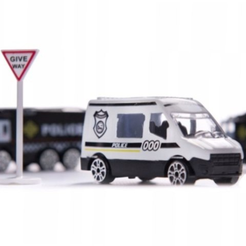 WOOPIE Samolot Rozkładany Transporter Policja z 3 Autami Policyjnymi Zestaw XL Znaki Drogowe