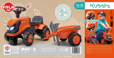 FALK Traktorek Kubota Pomarańczowy z Przyczepką + akc. od 1 roku