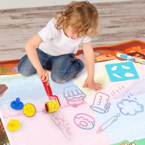 WOOPIE Magiczna Mata Wodna do Malowania XXL Pieczątki Cyferki 100x80 cm