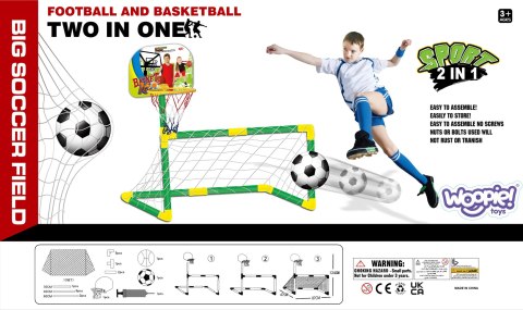 WOOPIE Zestaw 2w1 Koszykówka Bramka do Piłki Nożnej+ Piłki