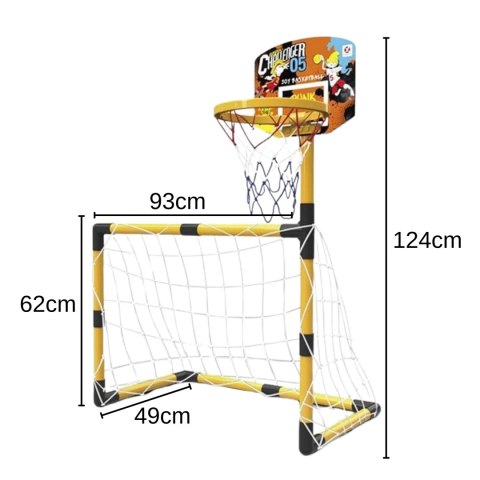 WOOPIE Zestaw 2w1 koszykówka Bramka do Piłki Nożnej + Piłki i Pompka