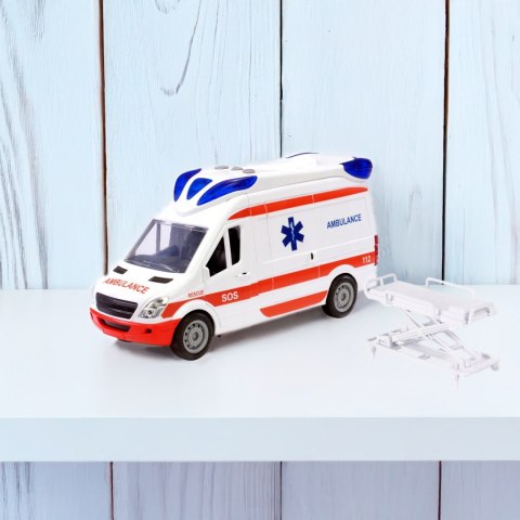 WOOPIE Pogotowie Karetka Ambulans Nosze w Zestawie + Sygnały Dźwiękowe I Świetlne