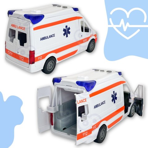 WOOPIE Pogotowie Karetka Ambulans Nosze w Zestawie + Sygnały Dźwiękowe I Świetlne