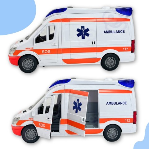 WOOPIE Pogotowie Karetka Ambulans Nosze w Zestawie + Sygnały Dźwiękowe I Świetlne