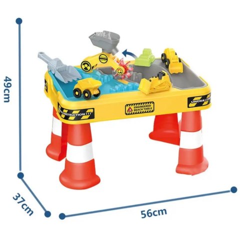 WOOPIE Stolik Wodny 2w1 Piaskownica Plac Budowy + 4 Autka 12el.