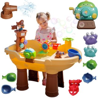 WOOPIE Stolik Wodny 2w1 Piaskownica Statek Piracki XL z Maszyna do Robienia Baniek Mydlanych