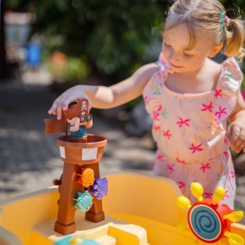 WOOPIE Stolik Wodny 2w1 Piaskownica Statek Piracki z Parasolem XL z Maszyna do Robienia Baniek Mydlanych