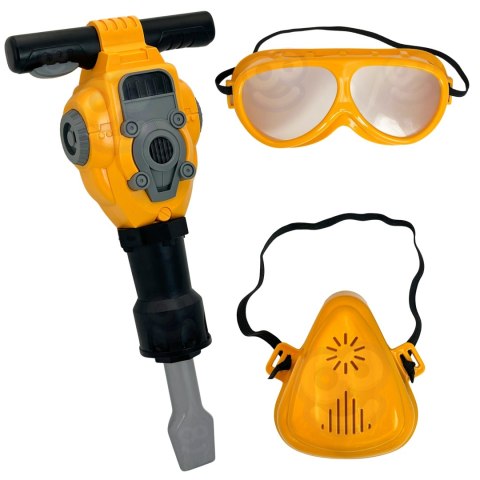 WOOPIE Zestaw Narzędzi Małego Majsterkowicza Gogle Kask Młot Pneumatyczny 21el.