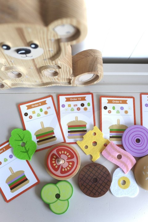 Drewniany Burger Restauracja Układanka dla Dzieci 15 el. Certyfikat FSC