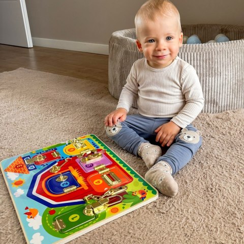 TOOKY TOY Tablica Manipulacyjna Zamki Obrazki Farma