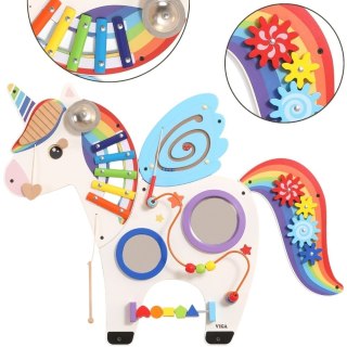 VIGA Drewniana Tablica Sensoryczna Manipulacyjna Jednorożec Certyfikat FSC Montessori